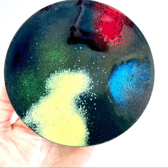 Vintage Enamelled Copper Trinket Dish - Picture 7 of 16